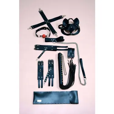 7li Fantezi Kırbaç Set, Kelepçe Takım, Ayak Kelepçesi, Kedi Maskesi - Brf1309