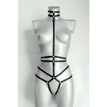 Ağ Kısmı Açık Seksi Jartiyer Harness - Brf370