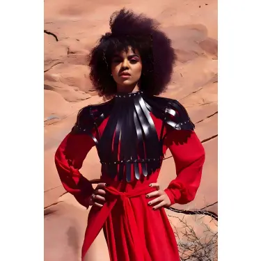 Arkası Açık Deri Crop Büstiyer Harness - Brf1257