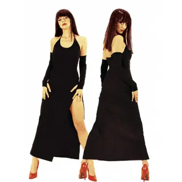 B101199 Derin Yırbrfaçlı Eldivenli Elbise