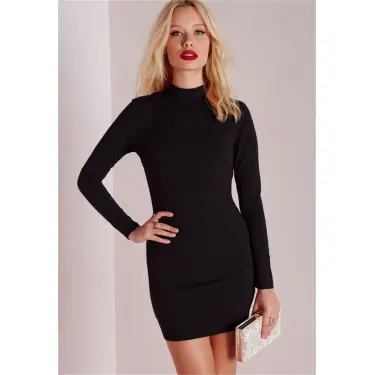 B101336 Uzun Kollu Mini Elbise