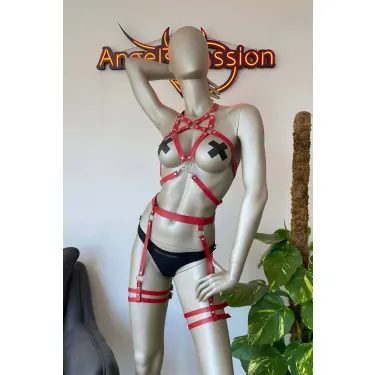 Bayan İç Giyim Deri Jartiyer Takım - Brf525