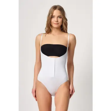BEYAZ MI Emay 2043 Göğsü Açık Agraflı Body Korse