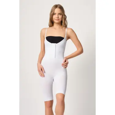 BEYAZ MI Emay 2093 Ön Agraflı Göğsü Açık Paçalı Boy Korse
