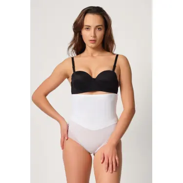 BEYAZ MI Emay 2945 Tül Karyokalı Slip Lazer Korse