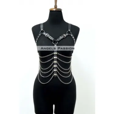 Büyük Beden Zincirli Göğüs Harness - Brf534_s2