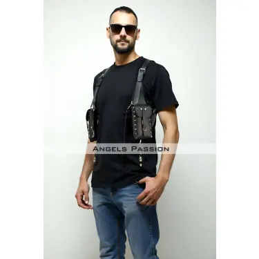 Çantalı Şık Erkek  Harness, Holster Bag, Leather Holster Bag - Brfm235