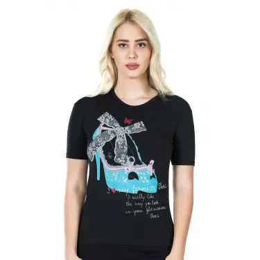 Derya Kurşun Baskılı Kadın Tişört 275