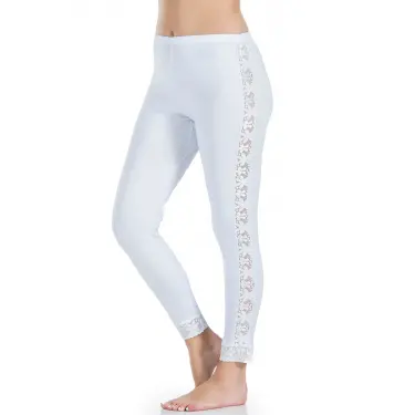 Derya Kurşun Dantel Şeritli Uzun Kadın Tayt 416