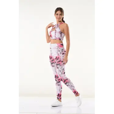 Derya Kurşun Kadın Çiçek Desenli Büstiyer Tayt Takım 530