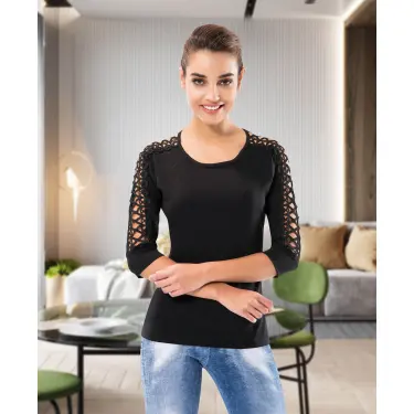 Derya Kurşun Kol Güpürlü Kadın Body 126