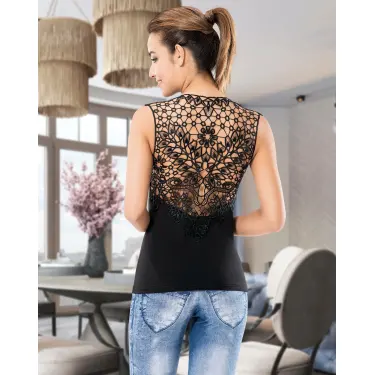 Derya Kurşun Sıfır Kol Güpür Dekolteli Atlet 133