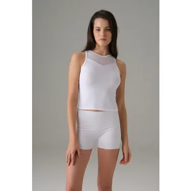 Doreanse Kadın Halter File Yaka Atlet Beyaz 9401