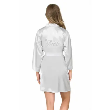 Ekru Kısa Saten Bride Sabahlık