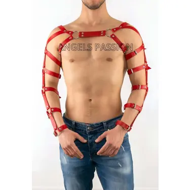 Erkek  Deri Kol Harness, Erkek  Çift Kol Harness, Erkek  Dansçı Kostüm - Brfm5