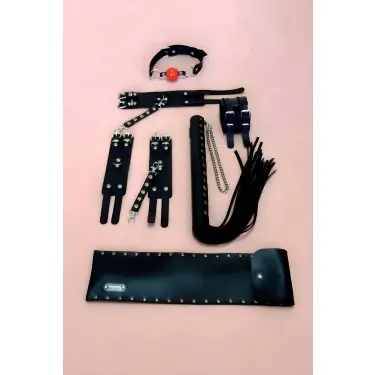 Fantazi Kırbaç Takım 4lü Set, El - Ayak Kelepçesi, Kırbaç, Ağız Topu - Brf1306