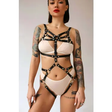 Fantezi Deri Iç Giyim Ve Kelepçe Takım - Brf724