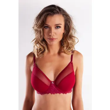 Gapara Big Size Plunge Bra, Şarap Rengi Konforlu Ve Şık Sütyen