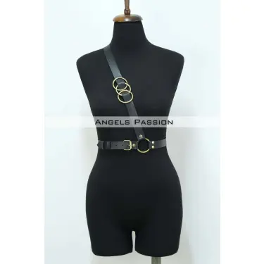 Göğüs Üzeri Tek Askılı Deri Bel Kemeri, Seksi Aksesuar - Brf1183_kopya(1)