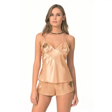 Gold Saten Babydoll Şort Takımı