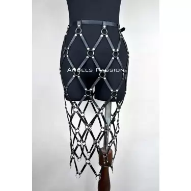 Harness Etek, Deri Örgü Harness Etek, Şık Tayt Üzeri Etek - Brf410