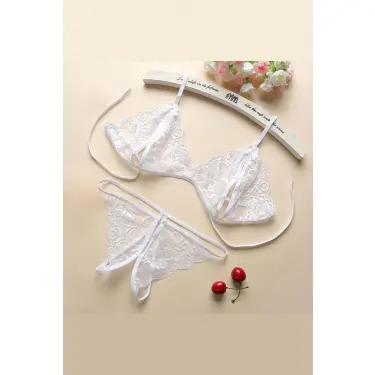 Kadın Beyaz Dantelli Sütyen Külot Takımı