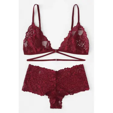 Kadın Bordo Özel Şık Sütyen Külot Takımı