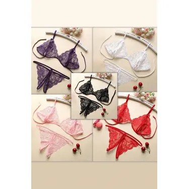 Kadın Dantelli Sütyen Külot Takımı 5li Set