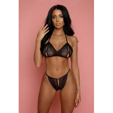 Kadın Siyah Dantelli Seksi Sütyen Takımı