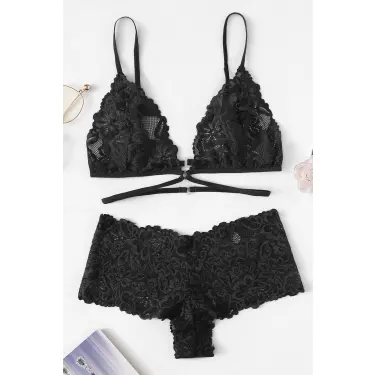 Kadın Siyah Özel Şık Sütyen Külot Takımı