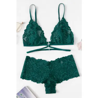 Kadın Yeşil Özel Şık Sütyen Külot Takımı