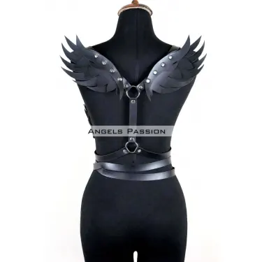 Kanatlı Detaylı Şık Göğüs Harness , Kanat Detaylı Deri Kemer - Brf1097