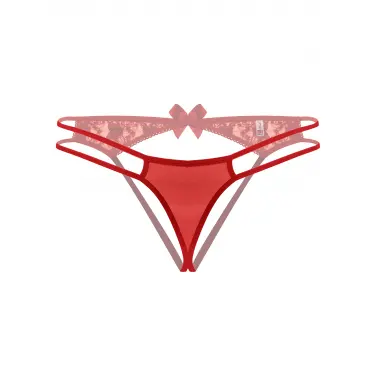Kırmızı Dantelli Arkası Açık Fantezi Külot Tanga