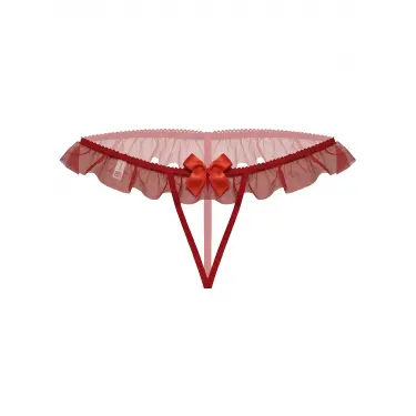 Kırmızı Dantelli Taşlı Kadın Fantezi Külot