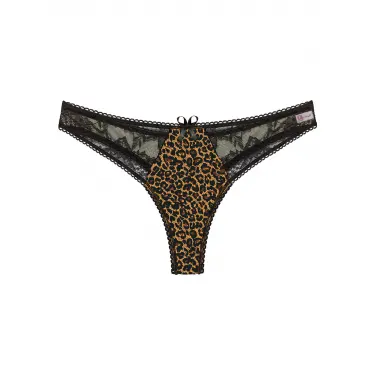 Leopar Desenli Dantelli Fantezi G String Külot
