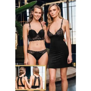 LYYN 1313 Büşra Sütyen Külot Kombinezon Takım Kadın