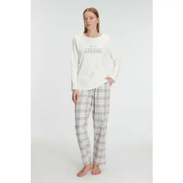 LYYN Anıl Uzun Kol Pamuklu Kışlık Pijama Takımı