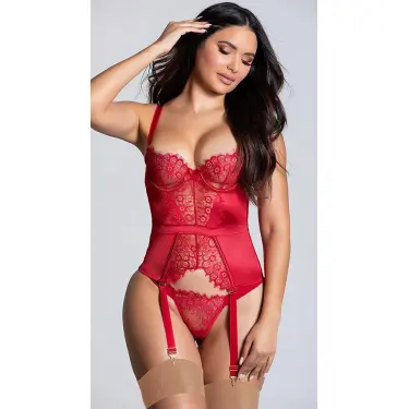 LYYN Arias Closet Kırmızı Dantel İşlemeli Fantezi Jartiyer Takımı