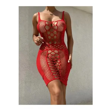 LYYN Arias Closet Özel Tasarım Kırmızı Fantezi Vücut Çorabı