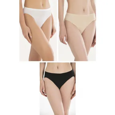 LYYN Arias Closet Pamuklu Siyah Beyaz Ten Rengi 3lü Külot