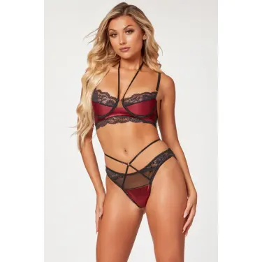 LYYN Arias Closet Bordo Dantel İşlemeli Fantezi Sütyen Külot Takımı