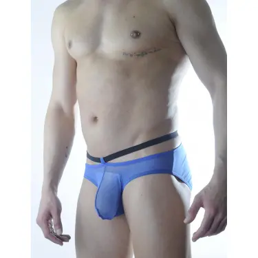 LYYN Erkek Mavi Tül Fantezi Slip İç Çamaşırı