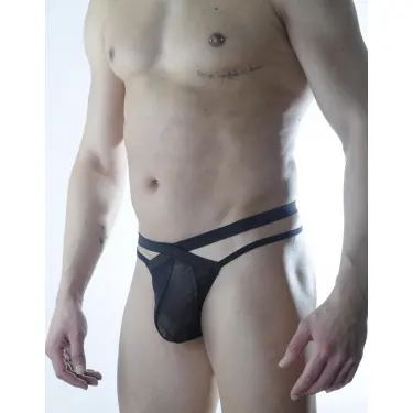 LYYN Erkek Siyah Tül Fantezi Tanga İç Çamaşırı