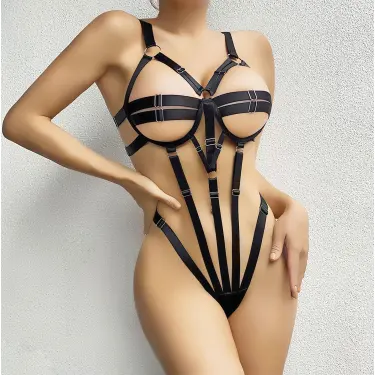 LYYN Fantezi Lastik Body Harness Siyah