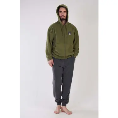 LYYN K304159 Polar Kapşonlu Düşük Omuz Erkek Pijama