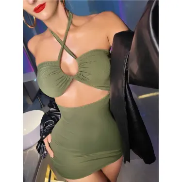 LYYN Kadın Yeşil Fantezi Clup Elbisesi 6680