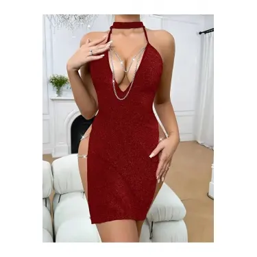 LYYN kadın zincir detaylı Fantezi  elbise 5087