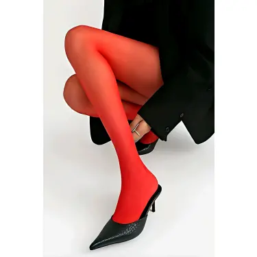 LYYN Kırmızı Külotlu Çorap 20 Den