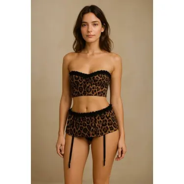 LYYN Leopar Desenli Mini Etek