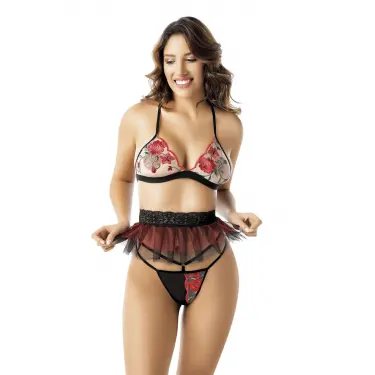 LYYN Nakış Detaylı Fantazi Sütyen Tanga String Takımı